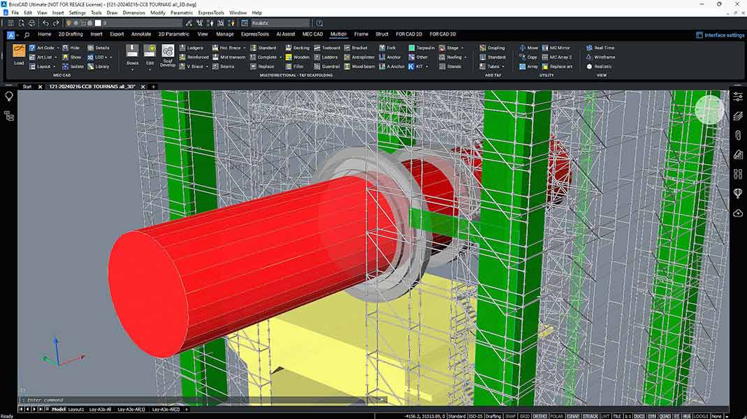 Detalle del proyecto PON CAD 3D para andamio de mantenimiento industrial