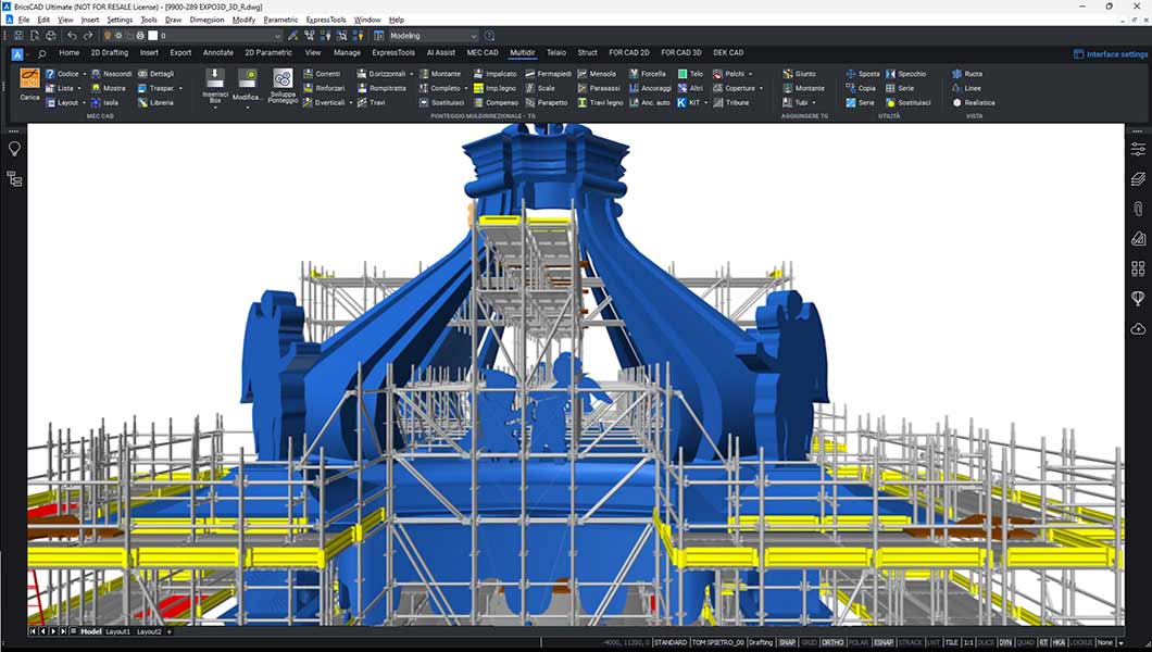Rendering deli ponteggio per la manutenzione dell'altare dei San Pierto nel Vaticano
