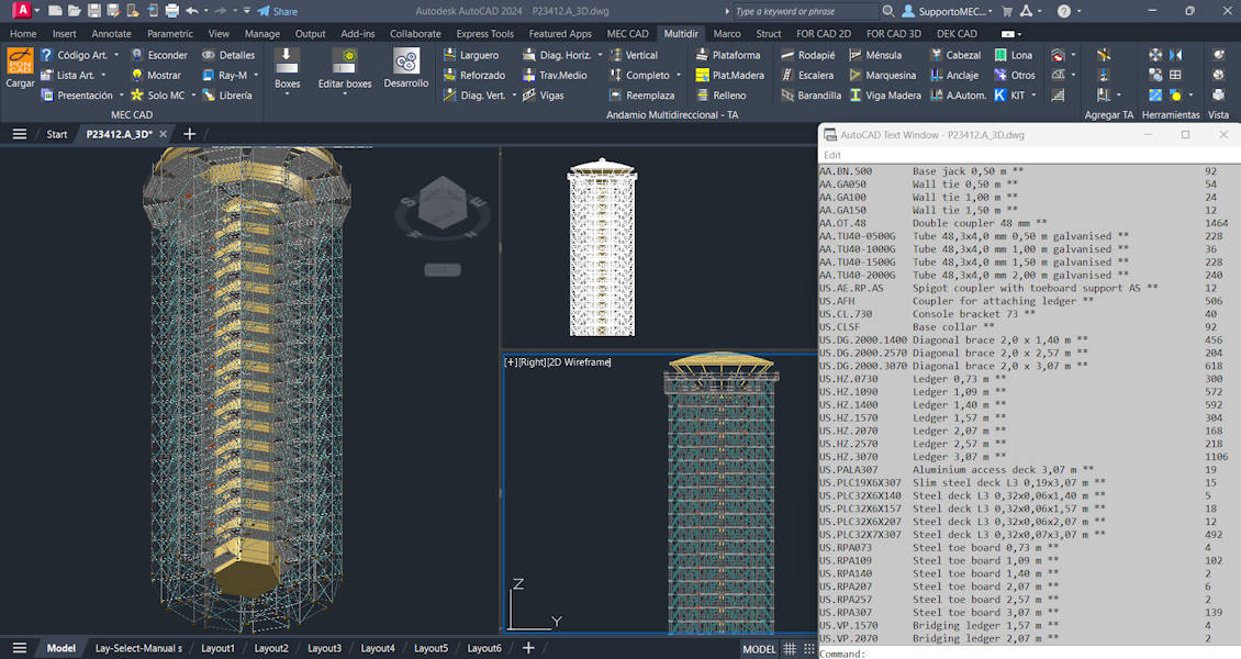 PON CAD DWG with list of materials by Catari