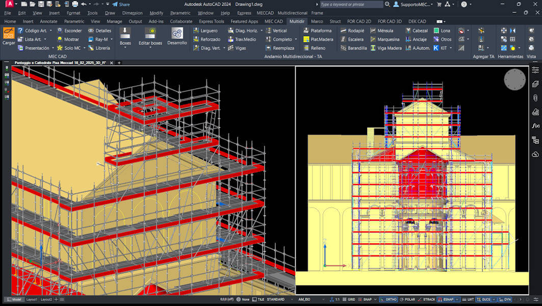 3D DWG BIM design of Marcegaglia multidirectional scaffolding