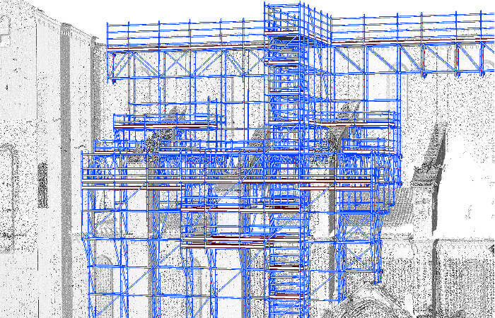 estructura de andamio desde nube de puntos case history