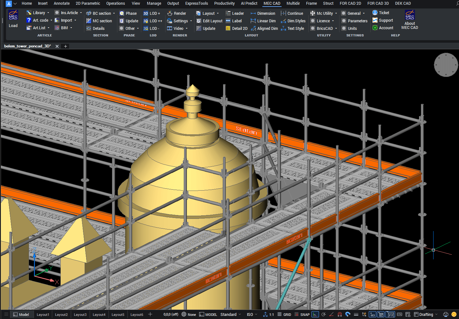 PON CAD and BricsCAD for Belém tower DWG IFC BIM