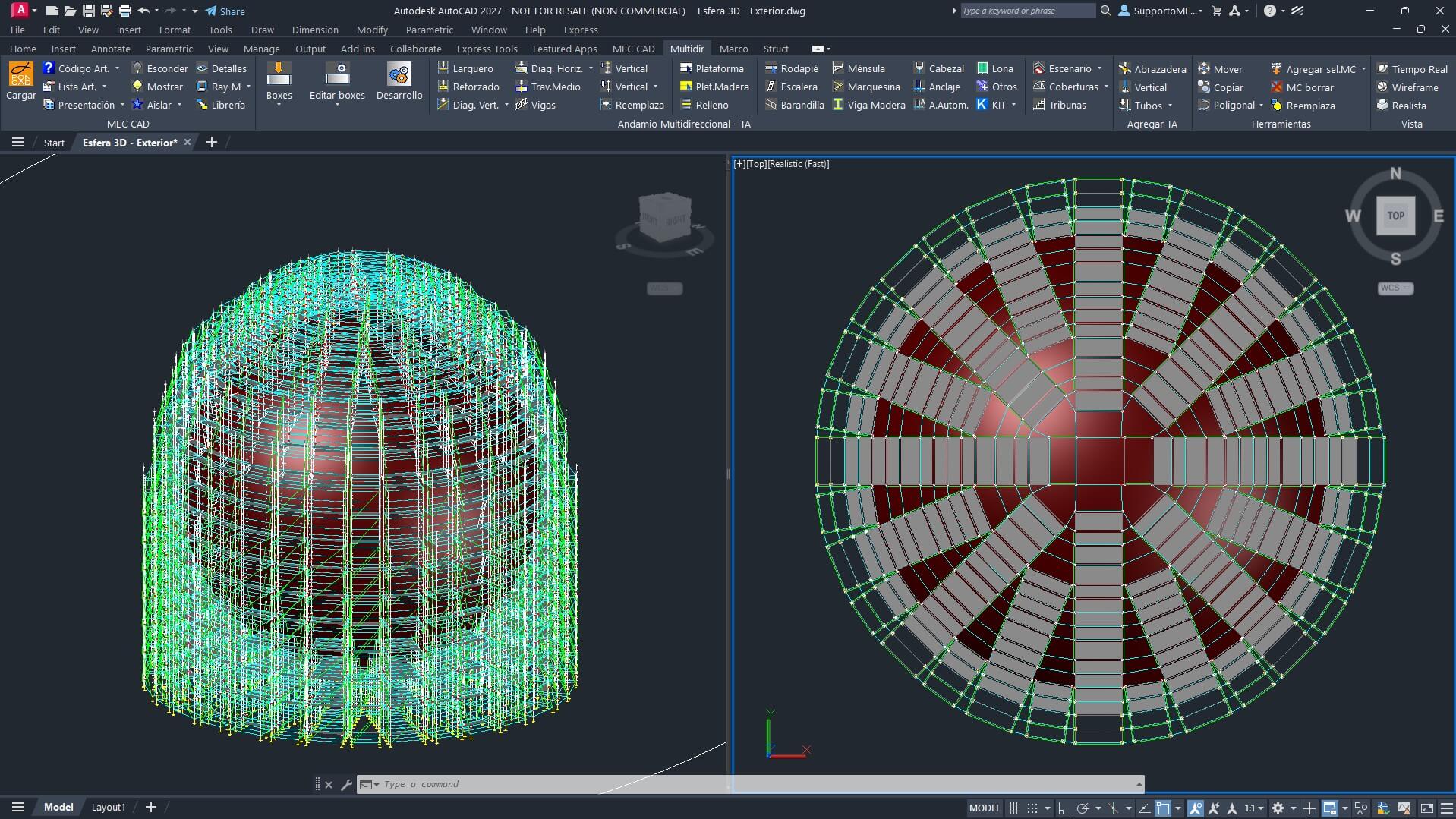DWG section of the scaffolding