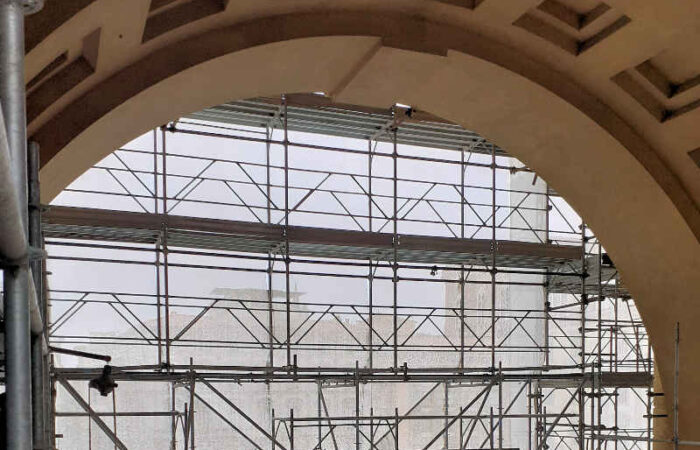 Self-supported scaffolding for church renovation