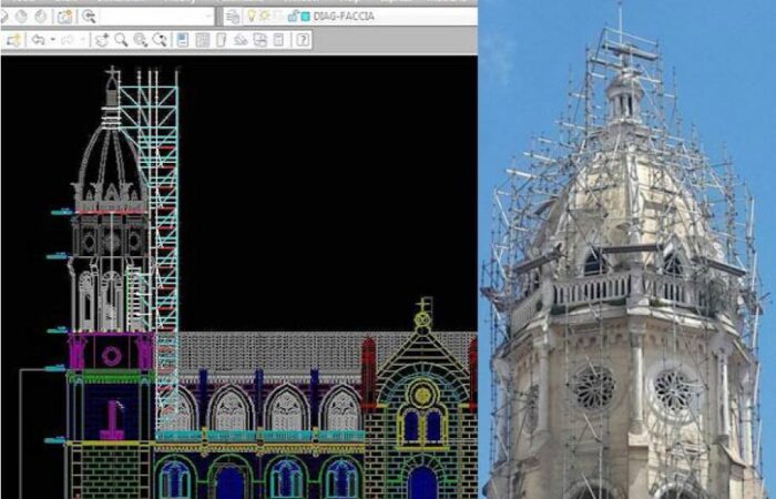 PON CAD scaffold DWG for maintenance of bell tower